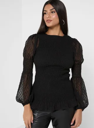 Textured Ruched Top