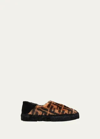 Men's FF Logo Shearling Slippers