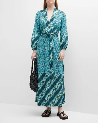 Starlight Floral-Print Belted Maxi Dress