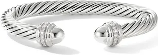 sterling silver 7mm Cable diamond cuff