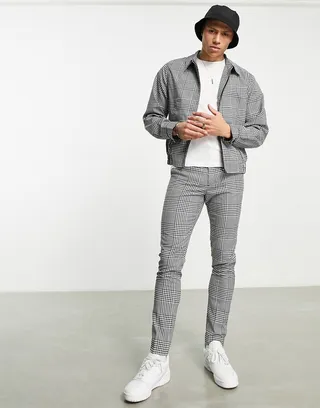 ASOS DESIGN skinny dress pants in black and white gingham - part of a set