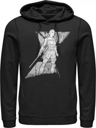 Men's Marvel Black Widow Yelena Grunge Pull Over Hoodie - Black - Medium