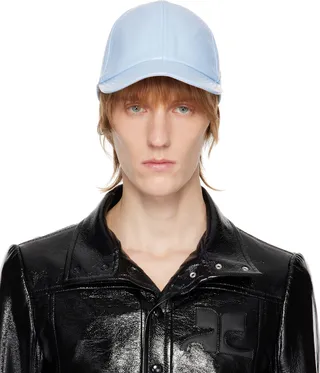 Courrèges Blue Faux-Leather Logo Cap