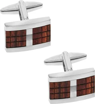 Sutton Silver-Tone Wood Inset Cufflinks