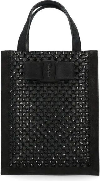 Salvatore Ferragamo Viva Bow Stud Embellished Mini Tote Bag