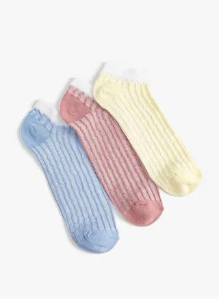 3-Pack Multicolor Textured Bootie Socks Set