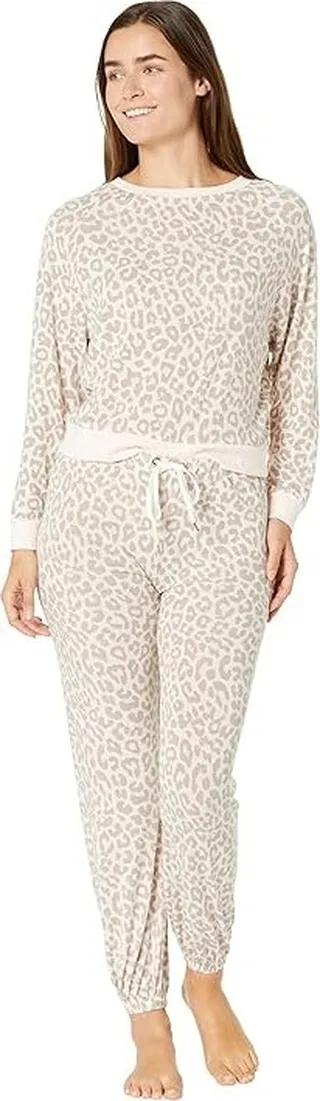 Honeydew Intimates Star Seeker Brushed Jersey Lounge Set (Sugar Cookie Leopard) Women's Pajama Sets