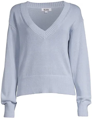 V-Neck Cotton-Blend Sweater