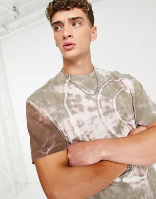 ASOS DESIGN relaxed t-shirt in brown tonal tie dye