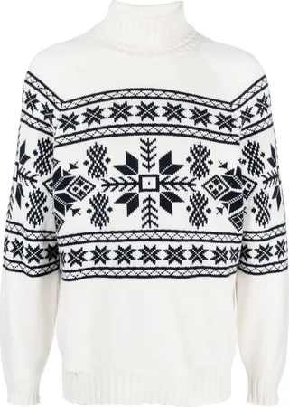 White Jacquard Cashmere Sweater