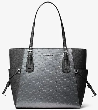 Voyager Small Embossed Patent Leather and Logo Tote Bag