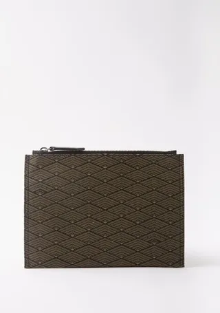 Monogram-jacquard Linen-canvas Pouch
