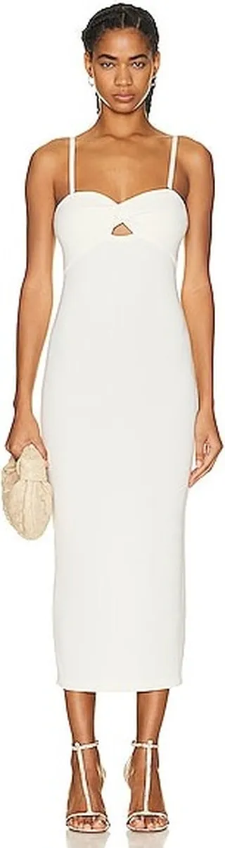 JOHN ELLIOTT Gemini Rib Twist Dress in White