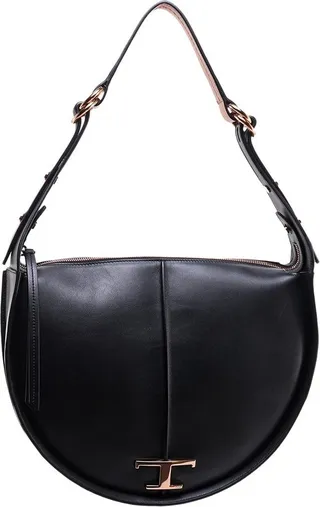 Tod's Logo Plaque Zip-Up Shoulder Bag