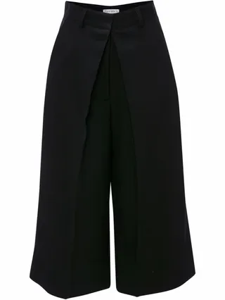 Pleat-Front Wide-Leg Cropped Trousers