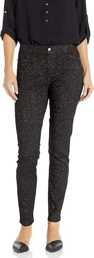 HUE Women's Sparkle Tux Denim Leggings (Black) Women's Casual Pants