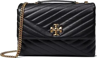 Tory Burch Kira Chevron Convertible Shoulder Bag (Black) Handbags