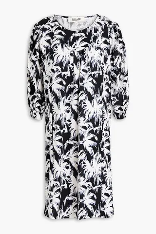 Noelle printed cotton and silk-blend jersey mini dress