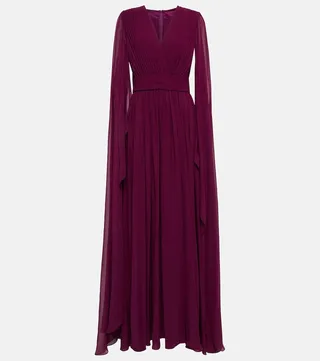 Pleated silk gown