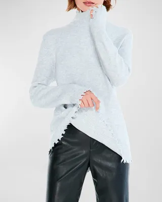 Cozy Up Distressed Turtleneck Sweater