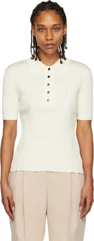 BOSS Off-White Five-Button Polo