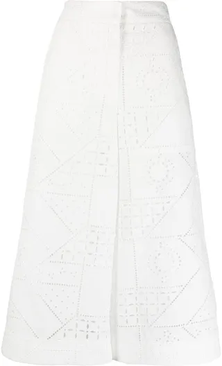 Embroidered Cotton-Blend Culottes