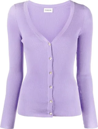 V-Neck Ribbed-Knit Cardigan