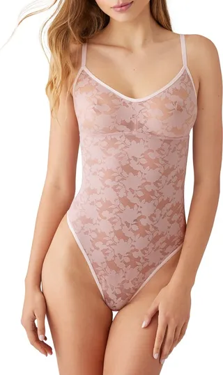 Shadow Scene Burnout Lace Thong Bodysuit