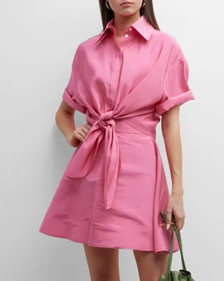 Tie Me Up Short-Sleeve Button-Down Shirt