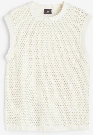 Regular Fit Hole-knit Sweater Vest