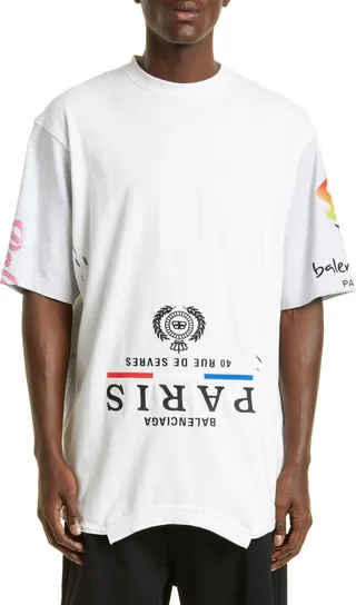 Oversize Embroidered Upside Down Graphic Tee