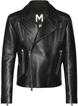 Zipped Leather Biker Jacket