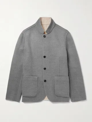 Nehru Collar Reversible Wool Overshirt