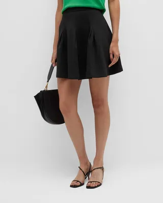 Pleated Scuba Mini Skirt