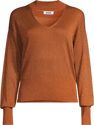 Shimmer Cut Out Mock Turtleneck Top