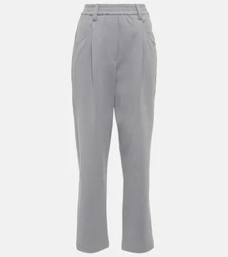 Cropped cotton-blend pants