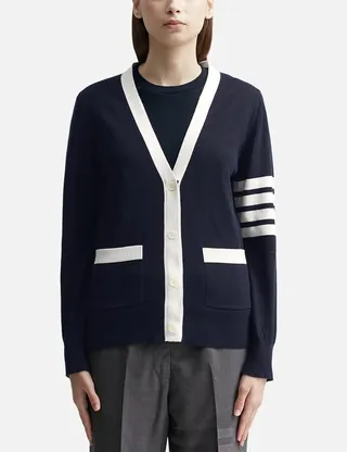 Hector Pointelle Intarsia V-neck Cardigan