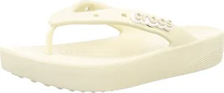 Crocs Womens Classic Platform Flip Flops - White