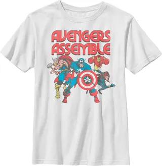 Boy's Marvel Comic Avengers Assemble T-Shirt - White - Medium