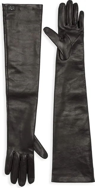 VLogo Leather Long-Sleeve Gloves