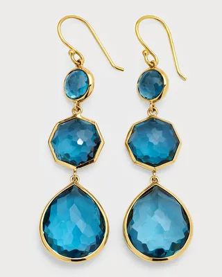Snowman Teardrop Earrings in 18K Gold