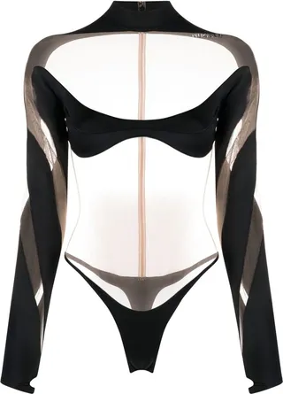 Illusion high-neck sheer bodysuit