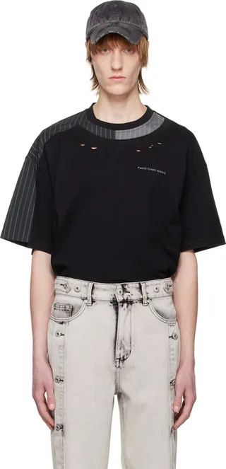 Feng Chen Wang Black Distressed T-Shirt