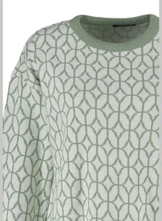 Green Geometric Patterned Knitwear Sweater TCTAW23KZ00051