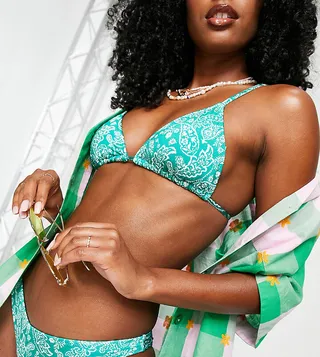 Rhythm Tidepool triangle bikini top in paisley print