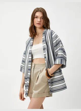 Half Sleeve Pocket Detail Kimono