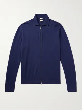 Evan Cashmere Zip-Up Sweater