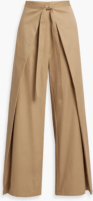 Layered cotton-twill wide-leg pants