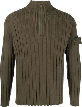 Ribbed-Knit Quarter-Zip Jumper