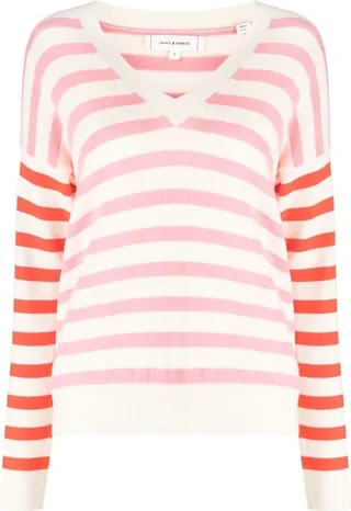 Riley striped V-neck wool sweater
